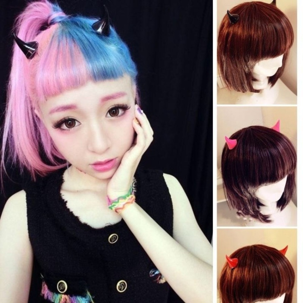 🎃 1 awesome pair of demon devil hair clip horns available in various colors